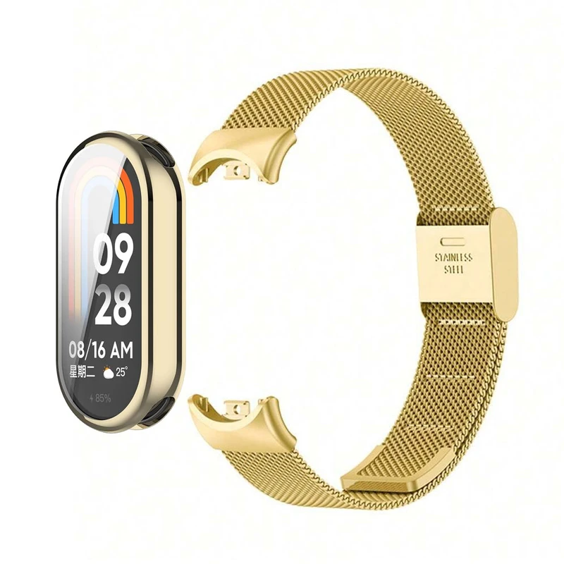 بند آکوآرا مدل Milanese SG GRDS مناسب برای مچ بند هوشمند شیائومی Mi Band 10 به همراه کاور