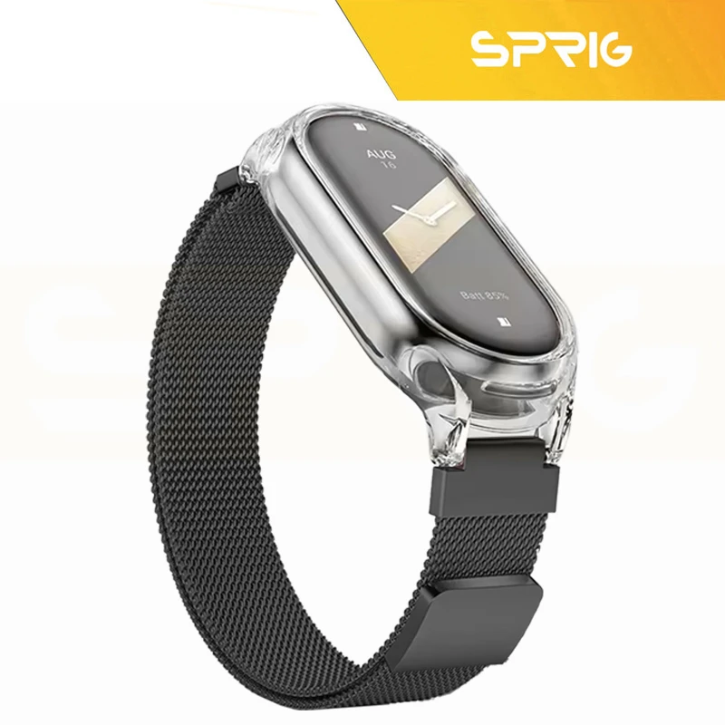 بند اسپریگ مدل Milanese Clear Guard مناسب برای ساعت هوشمند شیائومی Mi band 10 12mm