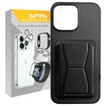 کاور اسپریگ مدل Leather Stand مناسب برای گوشی موبایل اپل Iphone 15 Pro max