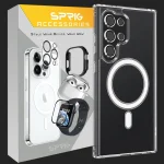 کاور اسپریگ مدل MG-safe-Ring مناسب برای گوشی موبایل سامسونگ Galaxy S22 Ultra به همراه محافظ لنز
