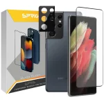 محافظ لنز دوربین اسپریگ مدل 3D-FU مناسب برای گوشی موبایل سامسونگ Galaxy S21 Ultra به همراه محافظ صفحه نمایش