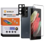 محافظ لنز دوربین آلتیمیت شیلد مدل 3D-UG مناسب برای گوشی موبایل سامسونگ Galaxy S21 Ultra به همراه محافظ صفحه نمایش