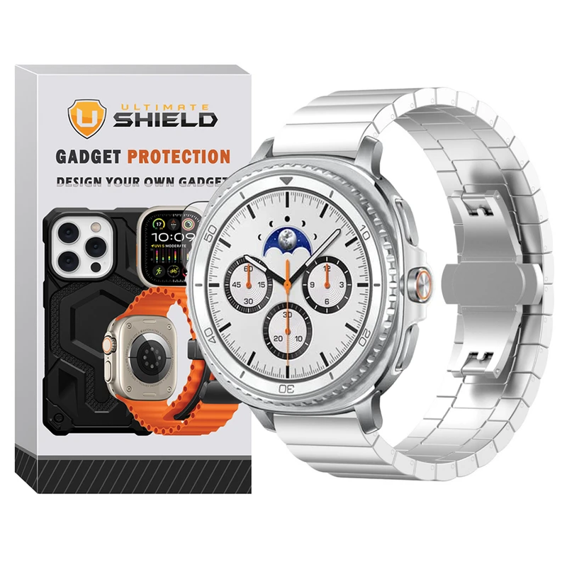 27f7b1a6737860c46e7f45de2ee47c41a74bad83_1758007791-1.webp بند آلتیمیت شیلد مدل Swatch Link NV8 مناسب برای ساعت هوشمند سامسونگ Galaxy Watch 8 Classic 46mm - Image 1