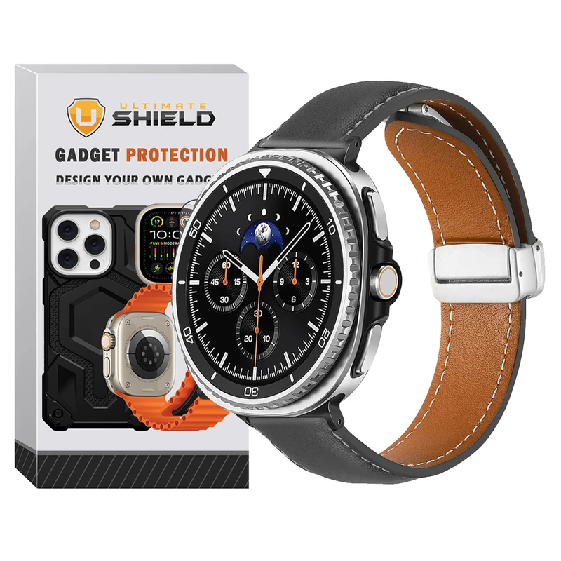 3ec074e1b4bda5c6897831f3c180e04963315cf1_1758005451.webp بند آلتیمیت شیلد مدل Leather Mag NV8 BK مناسب برای ساعت هوشمند سامسونگ Galaxy Watch 8 40mm - Image 1