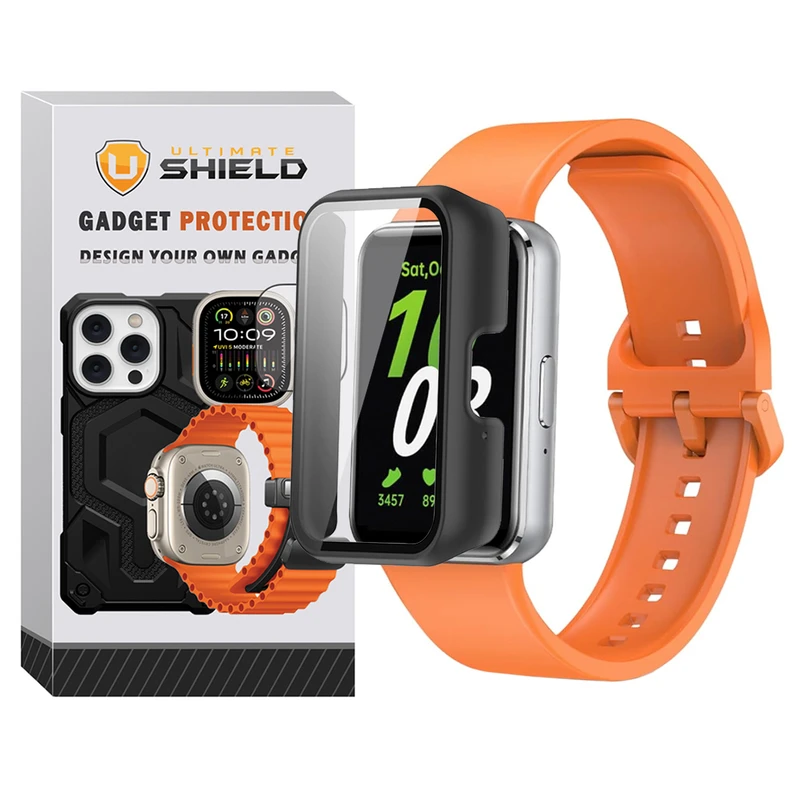 5f7d985b763c3a35cac194e844a66fdd3bfb2183_1755071757.webp بند آلتیمیت شیلد مدل Silicone GK GRD BK مناسب برای ساعت هوشمند سامسونگ Galaxy FIT 3 30mm به همراه کاور - Image 1