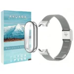 بند آکوآرا مدل Milanese SG GRDS مناسب برای مچ بند هوشمند شیائومی Mi Band 9 به همراه کاور