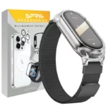 بند اسپریگ مدل Milanese Clear Guard مناسب برای ساعت هوشمند شیائومی Mi band 10 12mm