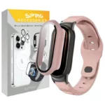بند اسپریگ مدل PinkSPG GUD مناسب برای ساعت هوشمند شیائومی Mi band 8 12mm به همراه کاور