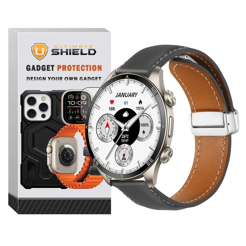 e2a8129b26696a3c60d7dc07d518e8534aaa631a_1754547017.webp بند آلتیمیت شیلد مدل MAG Leather TW مناسب برای ساعت هوشمند گلوریمی GX Sport 22mm - Image 1